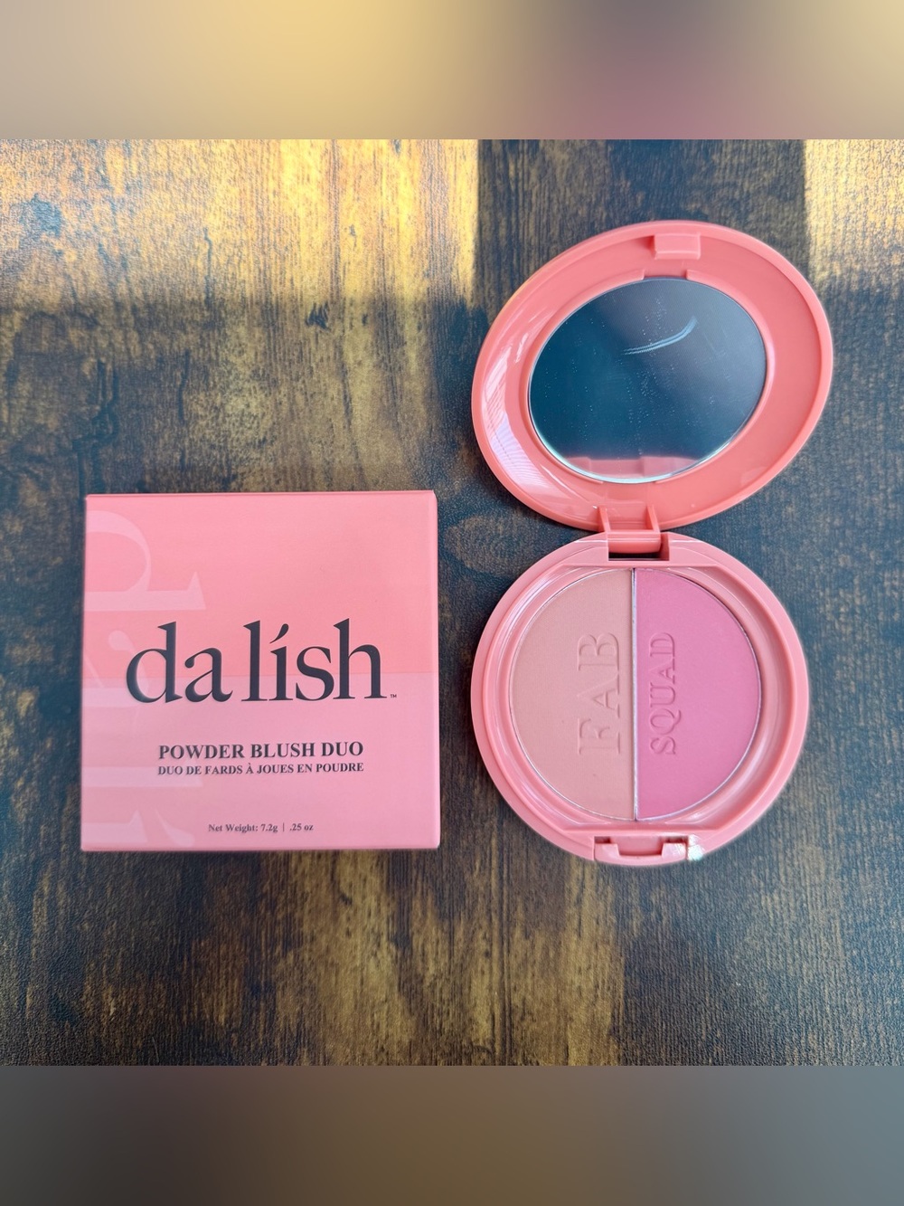 NEW Da Lish Cosmetics Powder Blush Duo in Peachy Keen (soft peach/pink coral)